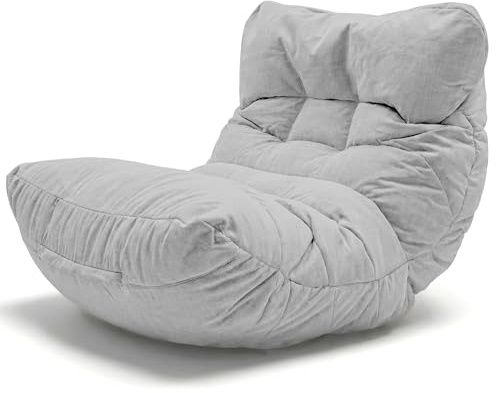 Aiire Relaxo Sitzsack XXL für Kuschelecke - Bean Bag Design mit Füllung - Riesen Sitzsäcke Erwachsene, Sitz Sack Flauschig - Bodenkissen Grob, Bodenstuhl, Bodensessel Grau