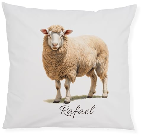 GRAZDesign Kissenbezug Schaf mit Namen personalisiert Kinderkissen mit Reißverschluss – Geschenk für Kinder & Erwachsene