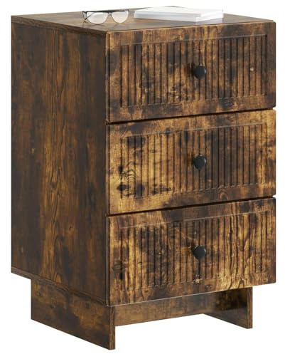 vidaXL Nachttisch Geräucherte Eiche 43 x 41 x 66,5 cm Holzwerkstoff, Vintage Nachttisch, rechteckiger Beistelltisch, viel Stauraum, Elegantes Schlafzimmermöbel, funktionale Akzente