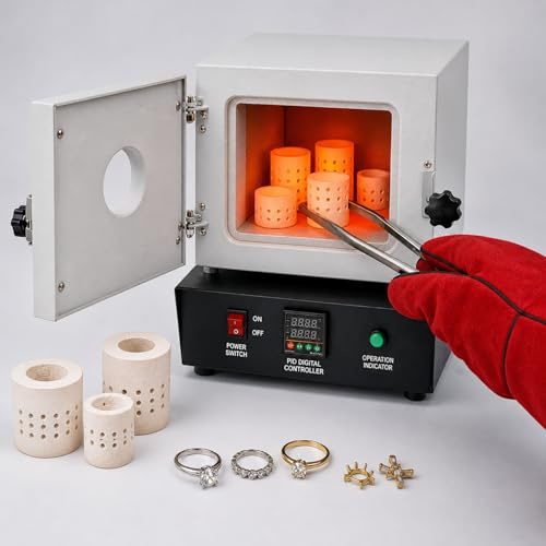 factildfulzhan Horno eléctrico para cerámica y preparación de fundición, Horno de mufla 1150 °C con Control PID, Ventana Frontal y cámara aislada de Fibra cerámica