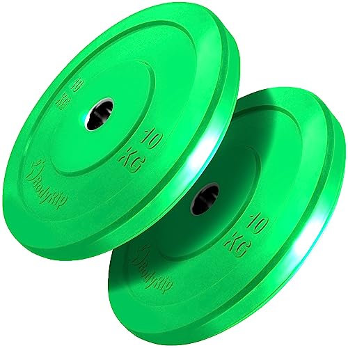 BodyRip 2 Olympic Bumper Weight Plates | Bench Press, Squats, Pullover, Biceps Curl, Row, Shrug | Pair 10kg
