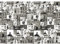 Runa Art Fototapete Banksy Collage Modern Vlies Wohnzimmer Schlafzimmer - Made in Germany - 308 x 220 cm Schwarz Weiss 9084010c