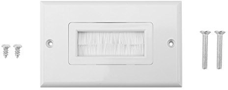 Yosoo Anti-Dust Brushplate Cable Wall Plate Port White Brush Strip Wallplate Insert Outlet Cable Faceplate Mount Multimedia Panel (Style : Single Gang)