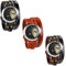 JewelryWe 3PCS Montres Quartz Rétro Tour d’Eiffel Plaqué Faux Diamant Digital Cadran Mutil-Rang Bracelet Fantaisie Bracelet Cuir Alliage pour Homme et Femme Couleur Marron Orange Noir