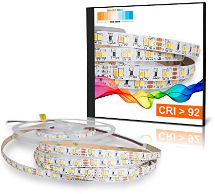 Mextronic LED-Streifen dimmbar: LED-Band 5m 2835 TUNABLE WHITE (2700-6000K) CRI 92 72W 12V IP20 [Energieklasse F]