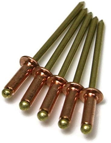 Copper Pop Rivets 1/8 Diameter Brass Mandrel Blind Rivets Dome Head 4-4 (1/8Diameter x 1/4 Grip) QTY 100