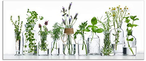 ARTland Spritzschutz Küchenrückwand aus Alu für Küche Herd Spüle 120x50 cm (BxH) mit Motiv Pflanzen Kräuter Gewürze Lavendel Basilikum Blumen H9KE