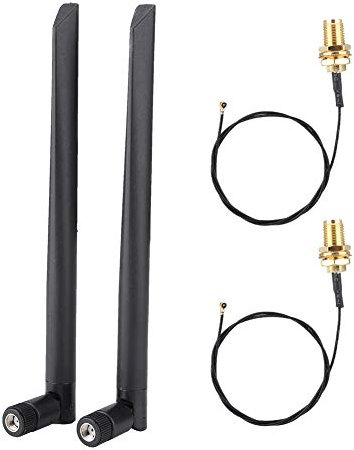 Kafuty 2PCS Cable de Tarjeta de Red M.2 / NGFF y 2X 6DBi Antena para Intel 9260NGW / 7265AC / 9650AC / BCM94360 con Cabezal SMA Compatible con Varios módulos de Tarjeta de Red