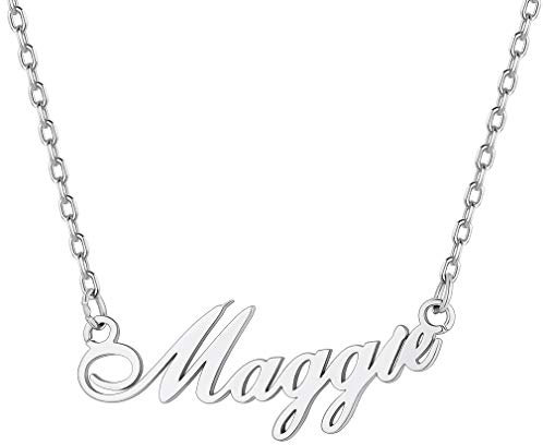Custom4U Namenskette Personalisiert Edelstahl Damen Carrie Stil Name Kette mit Eigenem Namen Anhänger Silber Klassische Namensketten Modeschmuck Geschenke für Freundin, Mutter, Schwester