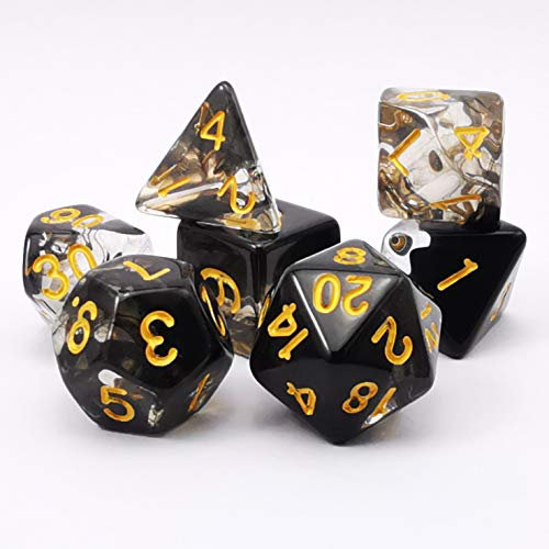 Bescon Crystal Black 7-pc Poly Dice Set, Bescon Polyhedral RPG Dice Set Crystal Black