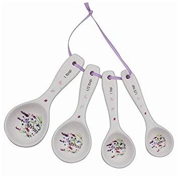 Purple Lavender Fine China Set of 4 Measuring Spoons