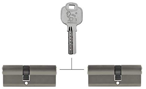 2x Profilzylinder 70 mm 30/40 gleichschließend inkl. 10 Schlüssel Silber Metallic
