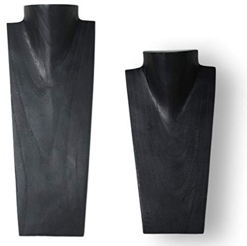 ART-CRAFT Schmuckständer Kettendisplay Schmuckbüste aus Holz schwarz 2er Set 30 und 40cm