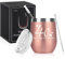 Livole 40. Geburtstag Geschenke für Frauen, 12oz Doppelt Isoliert Edelstahl Weinbecher mit Deckel und Strohhalm, Weingläser ohne Stiel, Weinglas mit Lustigem Spruch, Not A Day Over Fabulous, Rosegold
