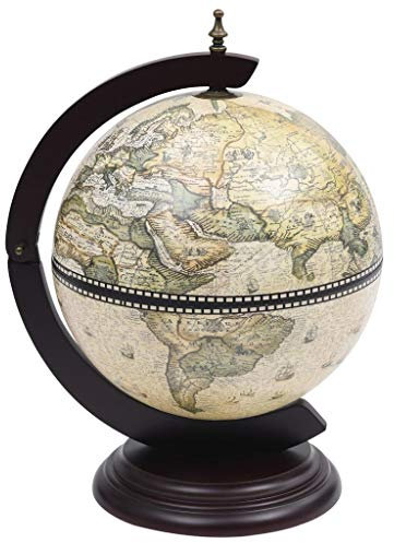 Tidyard Minibar da Tavola a Globo Supporto per Vini in Eucalipto Verde,Porta Vino da Tavolo Mappamondo,Porta Bottiglie Vino Bar Globo da Tavolo 38x33x48 cm