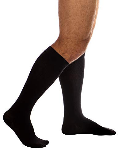 RIEMTEX Kompressionsstrümpfe Klasse 1 CCL1 PREMIUM geschl. Spitze mit LYCRA und Baumwolle Stützstrümpfe für Herren Reisestrümpfe Männer in Schwarz (Grösse 4)