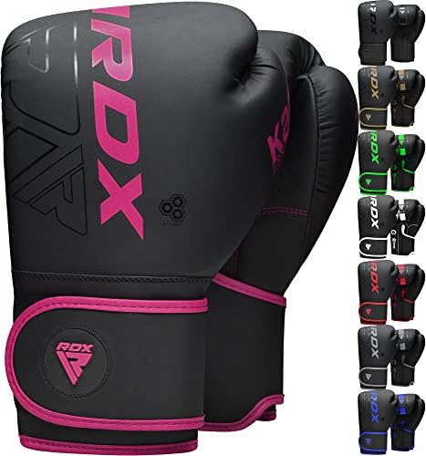 RDX Kinder Boxhandschuhe für Muay Thai Kickboxen Sparring, Maya Hide Leder Kara Junior Boxing Gloves, Sandsack Boxsack Punchinghandschuhe, Kickboxhandschuhe MMA Kampfsport Training Schwarz 6oz