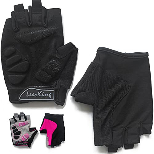 LeerKing Fingerlose Fitness Handschuhe Stoßdämpfend rutschfeste Trainingshandschuhe für Fitnessstudio Pole Dance Yoga Damen Herren Schwarz M