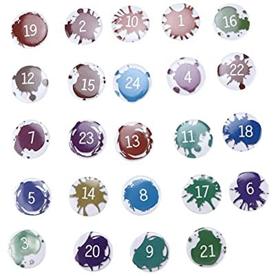 Adventskalender Buttons, Nummerierte Anstecker mit Metall Pin für Filzbeutel 1-24, Kunststoff Knöpfe für Weihnachtsfeiern, Festliche Zahlen für Geschenksäckchen und Klassenadventskalender