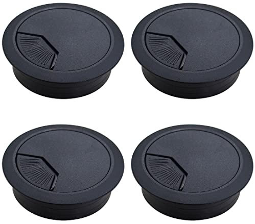 Androxeda 4 Pièces Couvercle Passe Câbles Fil Rond Ø60mm pour Encastrer sur Table de Bureau Organisateur de Cables pour Passe-Câbles Passage de Câble