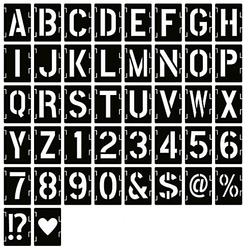 12 Inch Letter Stencils Symbol Numbers Craft Stencils, 42 Pcs Reusable Alphabet Templates Interlocking Stencil Kit for Painting on Wood, Wall, Fabric, Rock, Sign (Font Height is 12 Inch)