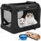 Petprsco Large Cat Carrier for 2 Cats Small Medium Dogs, Soft Pet Carrier 60 * 42 * 42cm for Traveling with Warm Blanket Foldable Bowl and Washable Pad