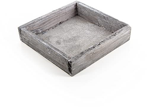 Logbuch-Verlag Bandeja Cuadrada Madera Gris para decoración 14 x 14 cm de Madera Natural - Bandeja de Joyas Madera - Bandeja de Madera para Decorar