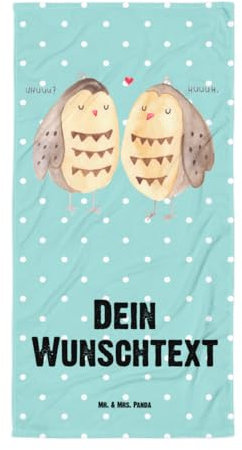Mr. & Mrs. Panda XXL Badehandtuch mit Namen Eulen Liebe - Personalisierte Geschenke, romantisch, Freund, Sporthandtuch XL, Reisehandtuch, Eule Deko, Kinderhandtuch, sgeschenk, Handtuch Motiv