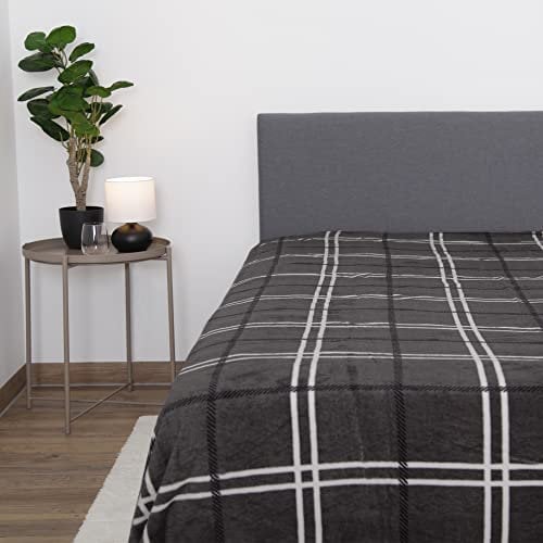 Bestlivings Kuscheldecke (Dunkelgrau) XXL - 220x240cm - hochwertige Fleecedecke, große weiche Wohndecke Karo Muster - kuschelig weich