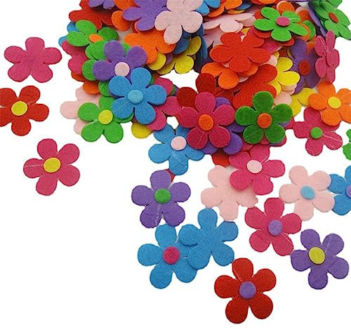 SEMINISMAR Filz Blumen Stoff Blumen,Bunte Filz-Blumen,Stoff Blümchen Deko Blumen für Kinder ideal,zum Basteln und Kunst, Blumen Filz deko für DIY Handwerk,100 Stück