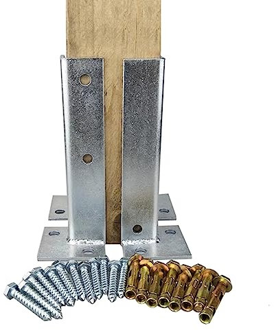 Supporto per palo, Base per Pali Ancoraggio Regolabile Per Pali Di Recinzione In Legno, Supporto Per Pali In Acciaio Inox Per Ringhiere Di Ponti, Cassette Postali, Pergole, Tettoie E Vialetti ( Color