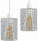 DC VOLTAGE 2 Pack of Industrial Metal Bulb Guard Drum Shaped Lampshades for Ceiling Pendant Lights, Indoor Easy Fit Wire Cages for Kitchen, Hallways (White)