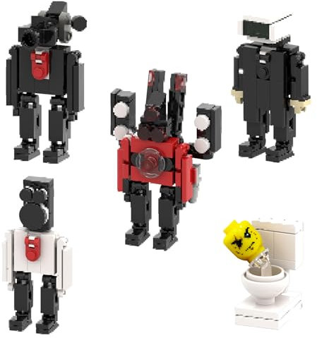 5 Pièces 3D Toilettes Personnage Blocs de Construction Jouet de Toilette Jouet éducatif-AméLiore L'Imagination et La Capacité Pratique - Cadeau pour Adultes et Enfants de 5 Ans et Plus