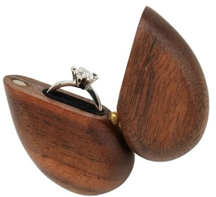 CLKE Ring Box, Ringschatulle Herzförmig, Ringbox Holz, Verlobungsring Box, Ringbox Hochzeit, Geschenk Liebe, Ringschachtel für Verlobung, Hochzeit, Valentinstag
