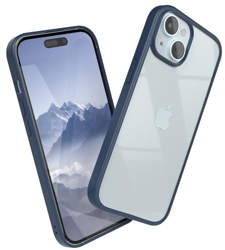 EAZY CASE Clear Hybrid Bumper Hülle kompatibel mit iPhone 15, Handyhülle mit Ultra Aufprallschutz, Stoßfest und Kratzfest, dünne Schutzhülle mit Kameraschutz, Handy Case, Nacht Blau