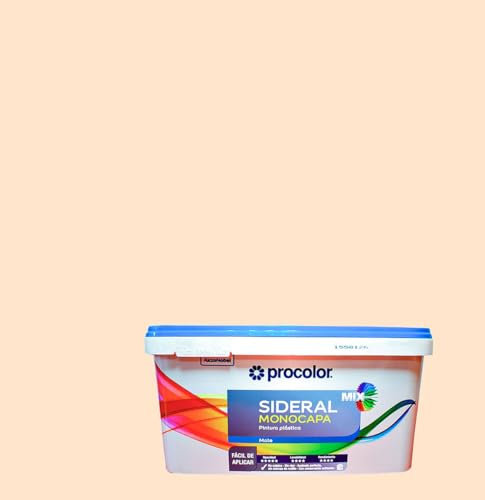 Pintura de Interior Monocapa Sideral Mix. Colores del Mundo. Alta cubrición, Lavable, Colores duraderos. Cubeta de 4 L. (4 L., Salmón intermedio - Toscana)