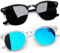 Joopin Lunettes de Soleil Verre Bleu Homme Demi-Cerclée Lunette de Soleil Polarisées Classique Femme Noir Demi Monture UV400 pour Conduite