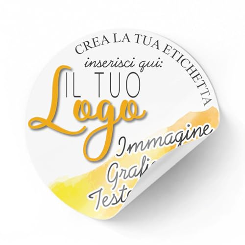 FERDINANDO FAMÀ - 150 Adesivi Personalizzati Logo per Eventi, Scuola e Packaging- 150 etichette da 2cm a 10 cm Etichette Adesive Personalizzate in Carta o Poliestere