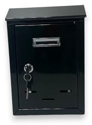 Cassetta Postale per Esterno con Spioncino e Portanome Anta Apribile con Serratura a Chiave Incassata a Muro Doppia Chiave e tasselli Inclusi 27x18.5x6.5 cm (Nero)