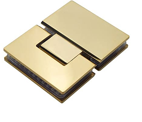 Charnières pour portes de douche sans cadre, Pince de charnière de porte en verre, charnière de porte en verre, charnière de porte de douche murale en acier inoxydable 304 doré (ouverture à 180 degrés