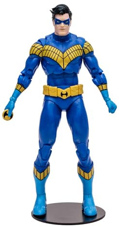 McFarlane DC Multiverse Nightwing, Klassische Figur, bewegliche 18 cm Figur mit Originaldesign, Flugbasis, Sammelkarte und Zubehör, ab 12 Jahren, Bizak (64387109)