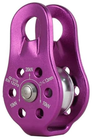 Tread star 2-teilig Seilrolle Umlenkrolle 2er-Pack Hochleistungs-Seilrolle Aus Aluminiumlegierung Für Das 12-mm Einseil-Riemenscheibenblock für 12-mm (2, lila)