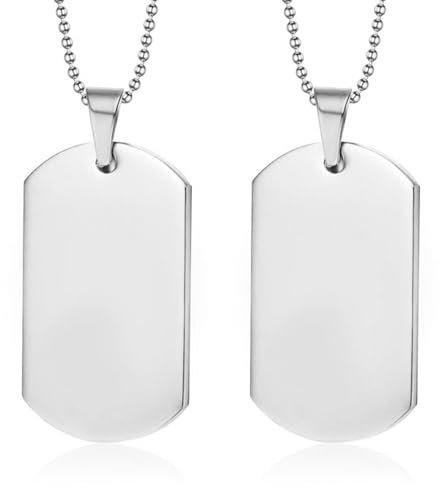 CZNBZIU CZN Personalisierte Kette Mit Gravur Edelstahl Mit Anhänger Dog Tag Erkennungsmarke In Silber - Personalisierte Halskette Für Männer Und Frauen - Personalisierter Schmuck Damen Herren