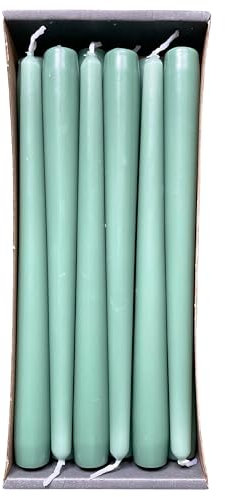 Nordring 12 Stück Spitzkerzen 2,3 cm x 25 cm hoch Moosgrün – RAL-zertifiziert, tropffrei & raucharm, ca. 8 Std. Brenndauer – Tischdeko & Kerzenleuchter