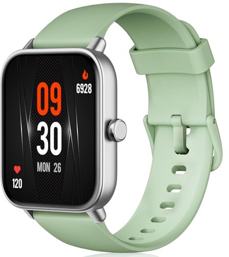 Smartwatch Uomo Donna Rispondi/Effettua Chiamate, 1.8 Orologio Alexa Integrata, SpO2/Frequenza Cardiaca/Sonno/Stress, 100+ Sports, Contacalorie/Passi, IP68 Smart Watch per Android/iOS (verde, 1.8)