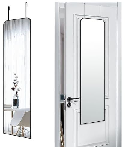 SCWF-GZ 47x14 Mirror Full Body Length Back Door Hanging Wall Mounted Metal Frame Make-up Rectangle Dressing Mirrors for Bedroom Bathroom Living Room 47 14 inch Black
