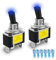 Innfeeltech 2 Pcs Interruptor basculante iluminado, 12V 30A SPST 3 Terminales 2 Posición ON/Off Interruptor basculante Luz Azul