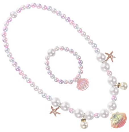 BESTonZON 5 Sätze Perlenkette für Kinder Spielzeug für kleine Mädchen Armbänder für Halskette für Mädchen kinder party kinderspielzeug Halskette aus Kunststoff Muschelschmuck für Kinder Abs