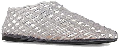 Women's Woven Jelly Flats, 2024 New Slip-On Square Toe Mesh Ballet Flats, Sole Lightweight Breathable Beach Ballerina Jellies Shoes(Blue,5.5 UK)