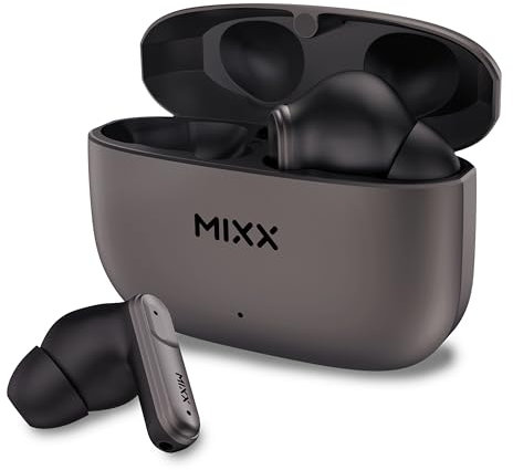 Mixx StreamBuds Custom 3 True Wireless Earbuds, Bluetooth Wireless Earphones, 24-Hour Playtime, Customizable Touch Controls, Zinc Alloy Case, Clear Voice Quad Mic - Black (Black)